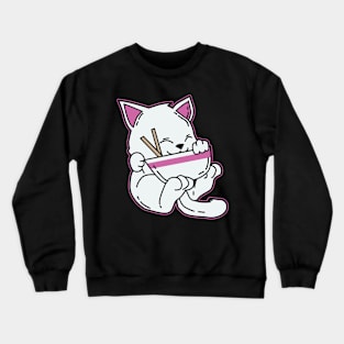 Cute Japanese Anime Ramen Cat T-Shirt Gift Manga Crewneck Sweatshirt